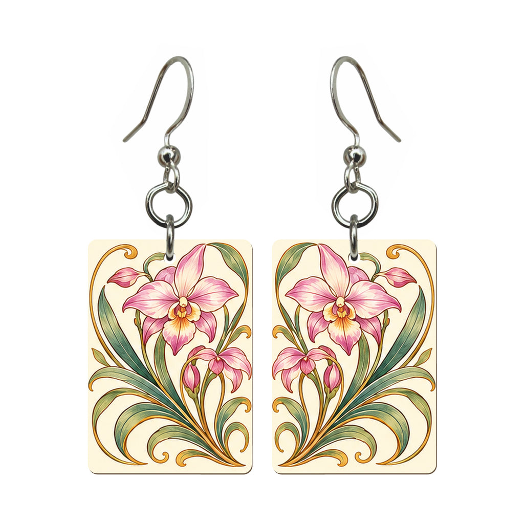Nouveau Orchid Orchid Mahjong Earrings | FWMJ135 — earring pair