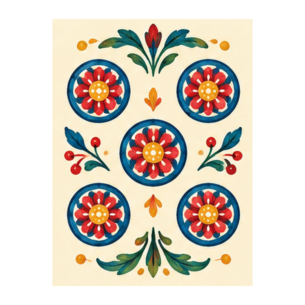 Folk Luck Five Dot Mahjong Earrings | FWMJ137 — artwork detail