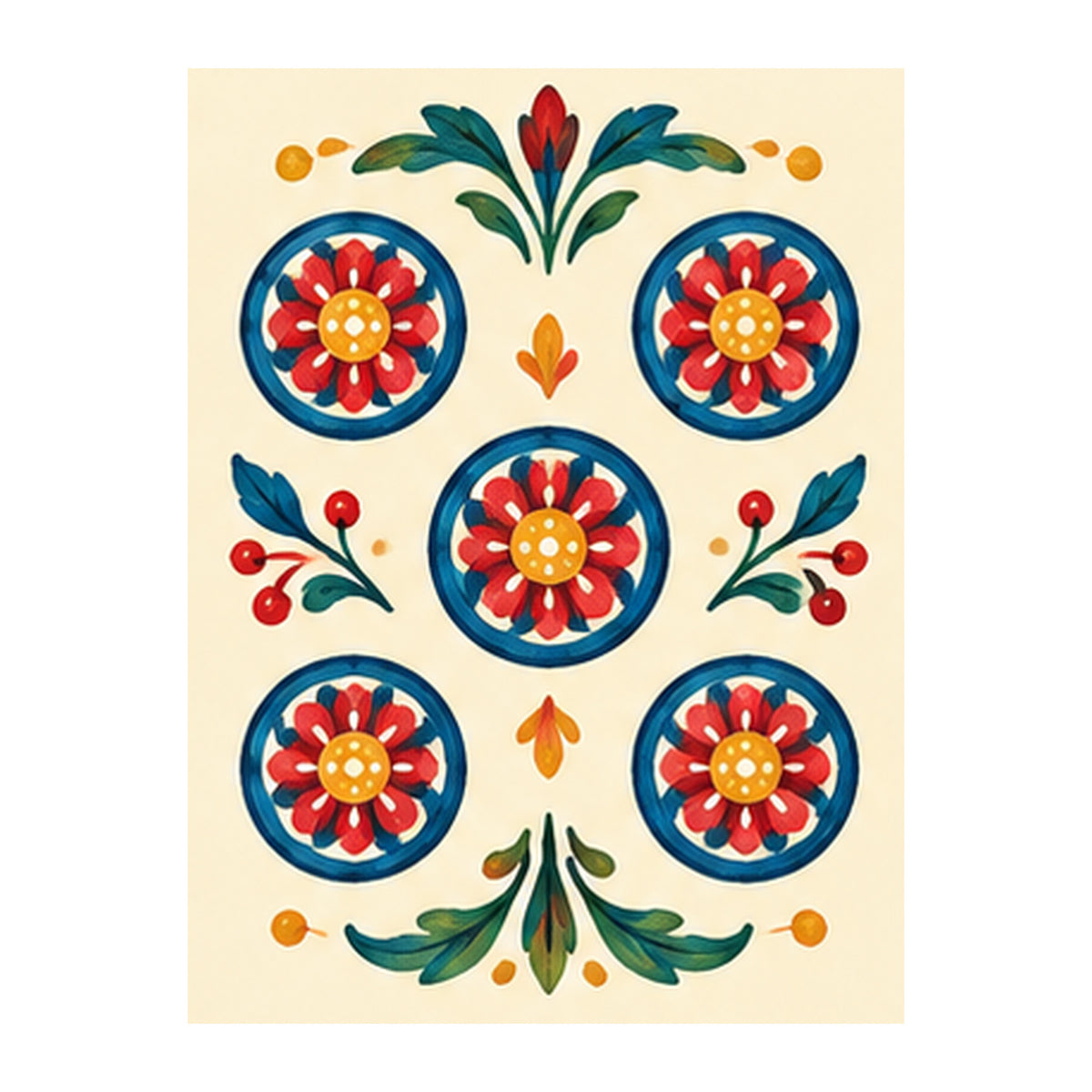 Folk Luck Five Dot Mahjong Earrings | FWMJ137 — artwork detail