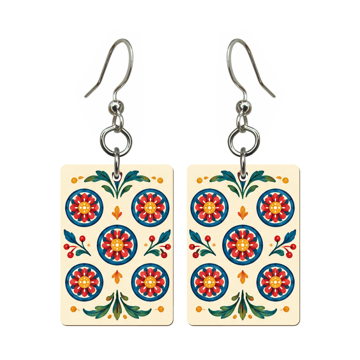 Folk Luck Five Dot Mahjong Earrings | FWMJ137 — earring pair