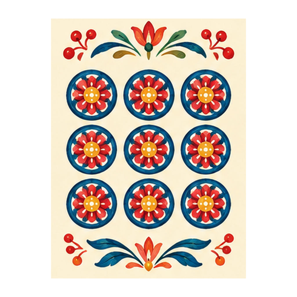 Folk Luck Nine Dot Mahjong Earrings | FWMJ138 — artwork detail