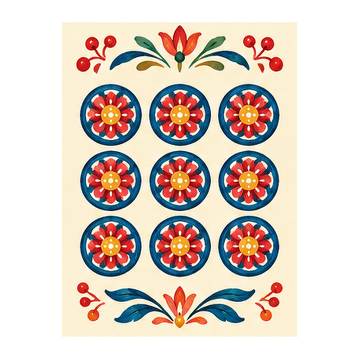 Folk Luck Nine Dot Mahjong Earrings | FWMJ138 — artwork detail