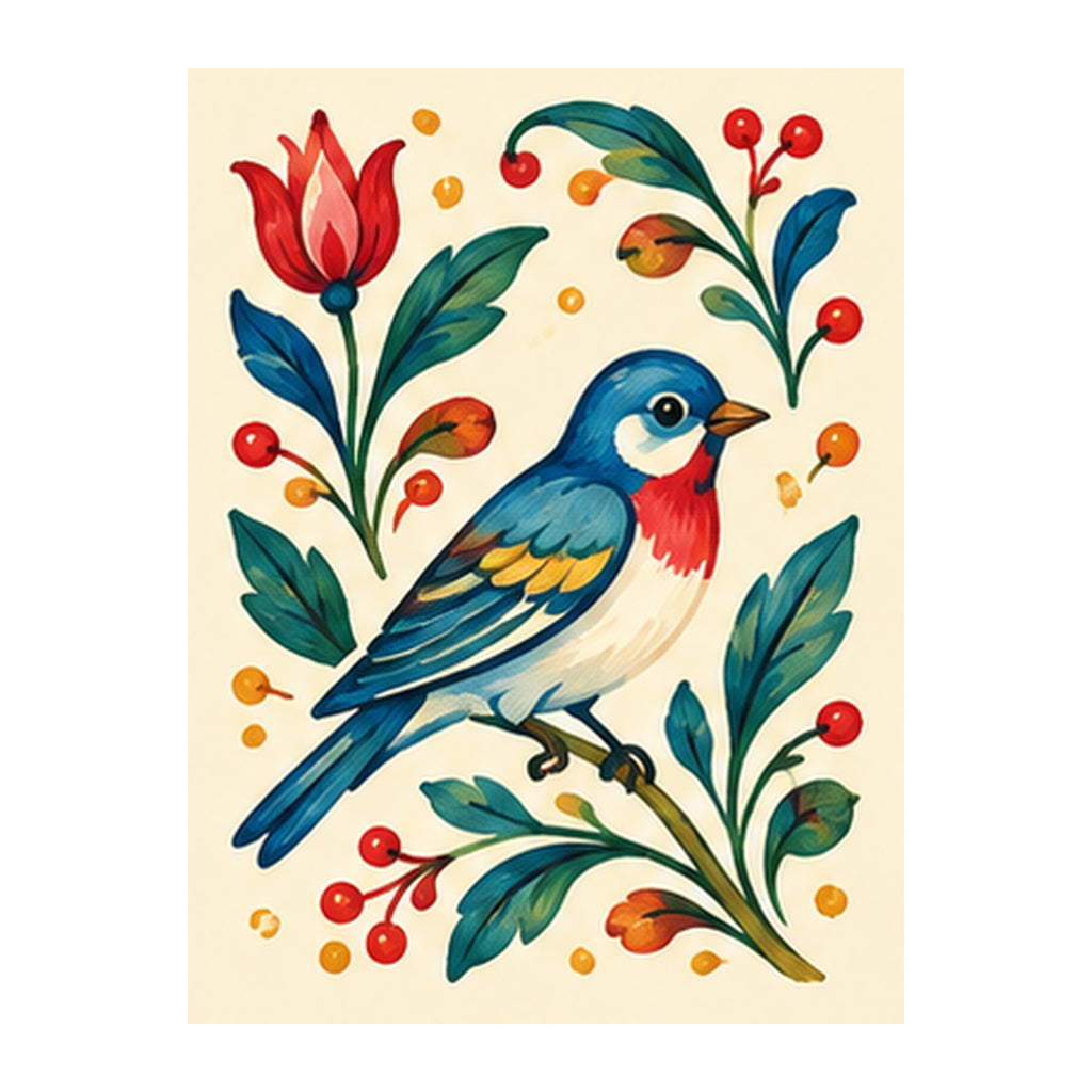 Folk Luck Bamboo Bird Mahjong Earrings | FWMJ139 — artwork detail