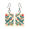 Folk Luck Bamboo Bird Mahjong Earrings | FWMJ139 — earring pair