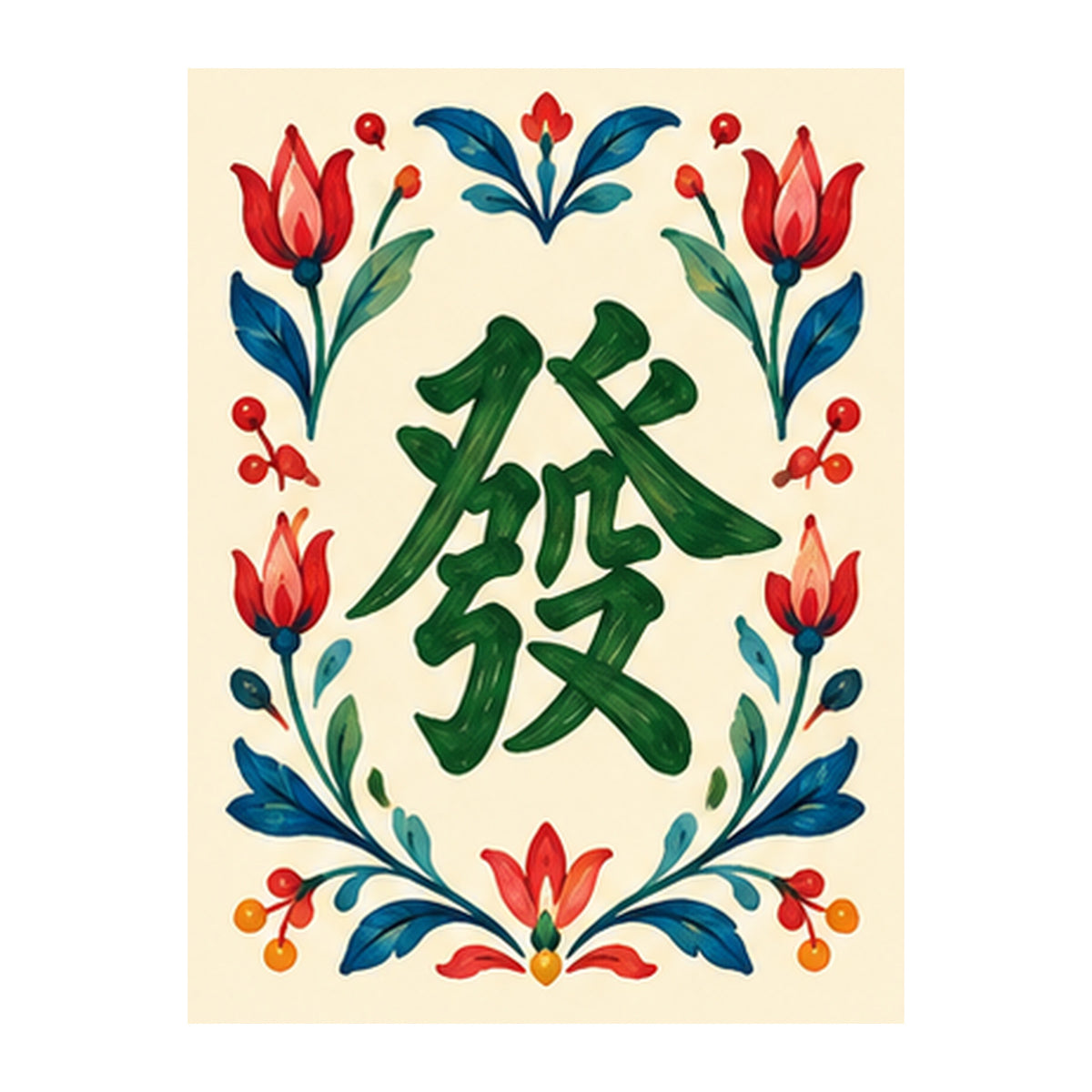 Folk Luck Green Dragon Mahjong Earrings | FWMJ144 — artwork detail