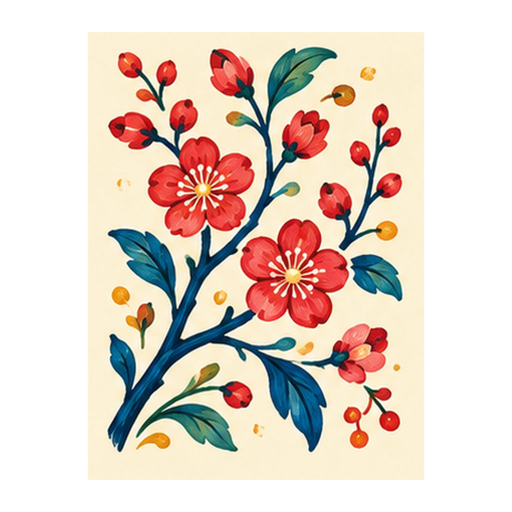 Folk Luck Plum Blossom Mahjong Earrings | FWMJ146 — artwork detail