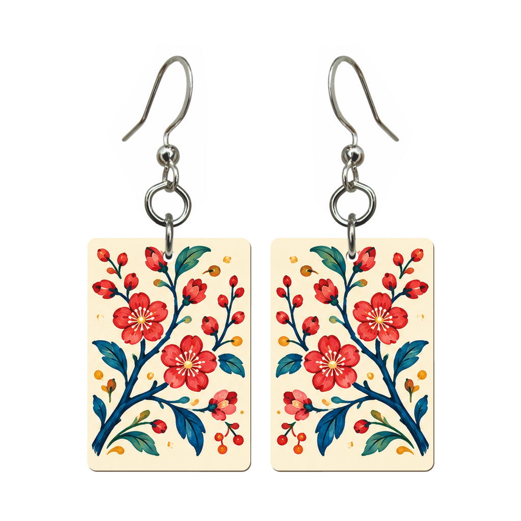 Folk Luck Plum Blossom Mahjong Earrings | FWMJ146 — earring pair