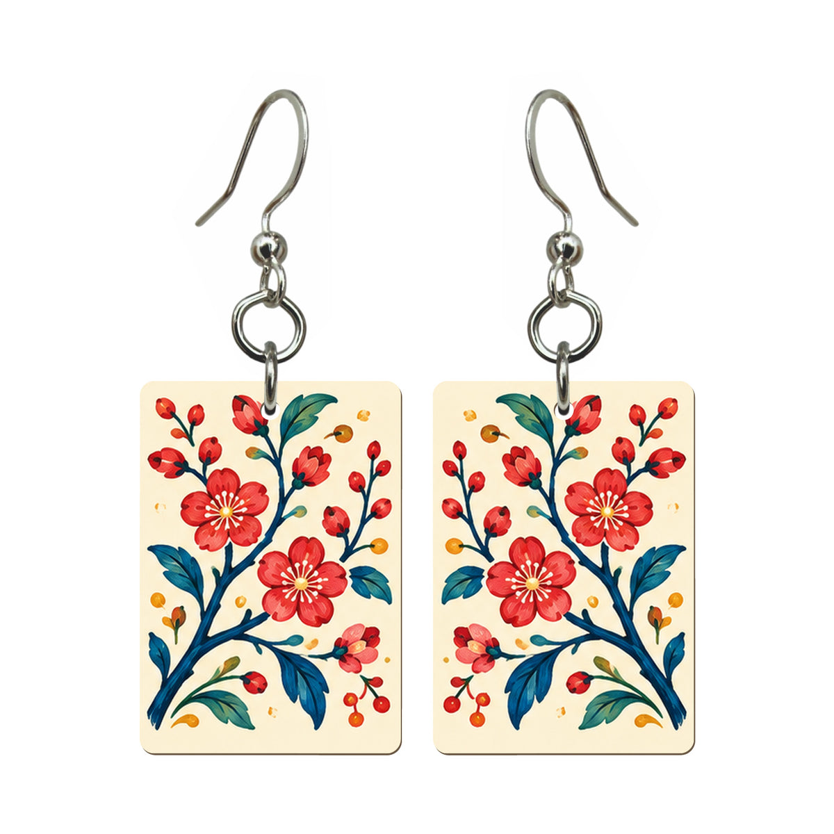 Folk Luck Plum Blossom Mahjong Earrings | FWMJ146 — earring pair