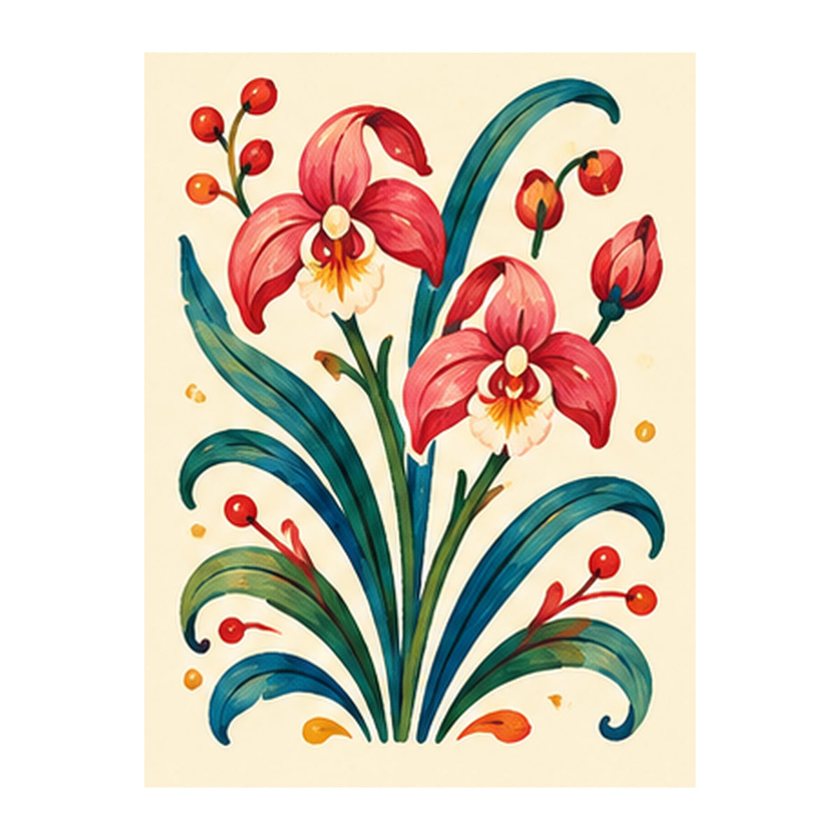 Folk Luck Orchid Mahjong Earrings | FWMJ147 — artwork detail