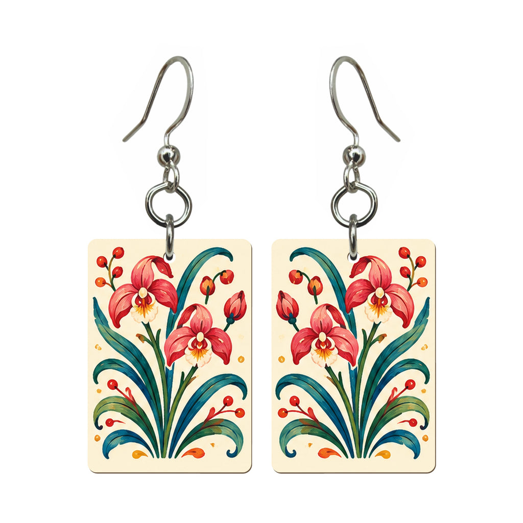 Folk Luck Orchid Mahjong Earrings | FWMJ147 — earring pair