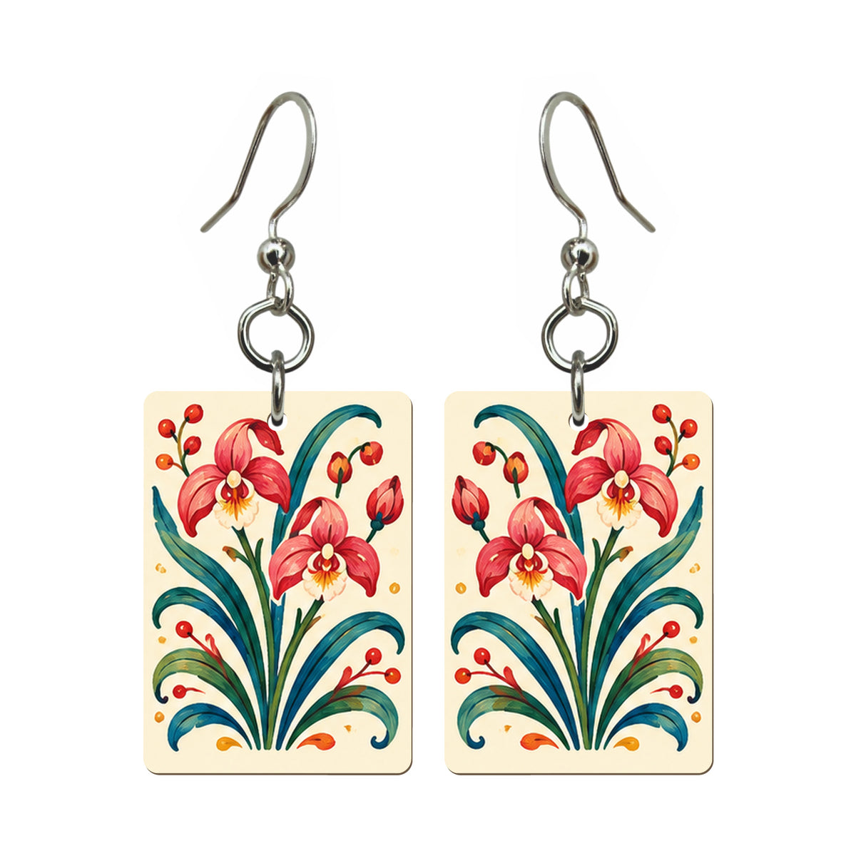 Folk Luck Orchid Mahjong Earrings | FWMJ147 — earring pair