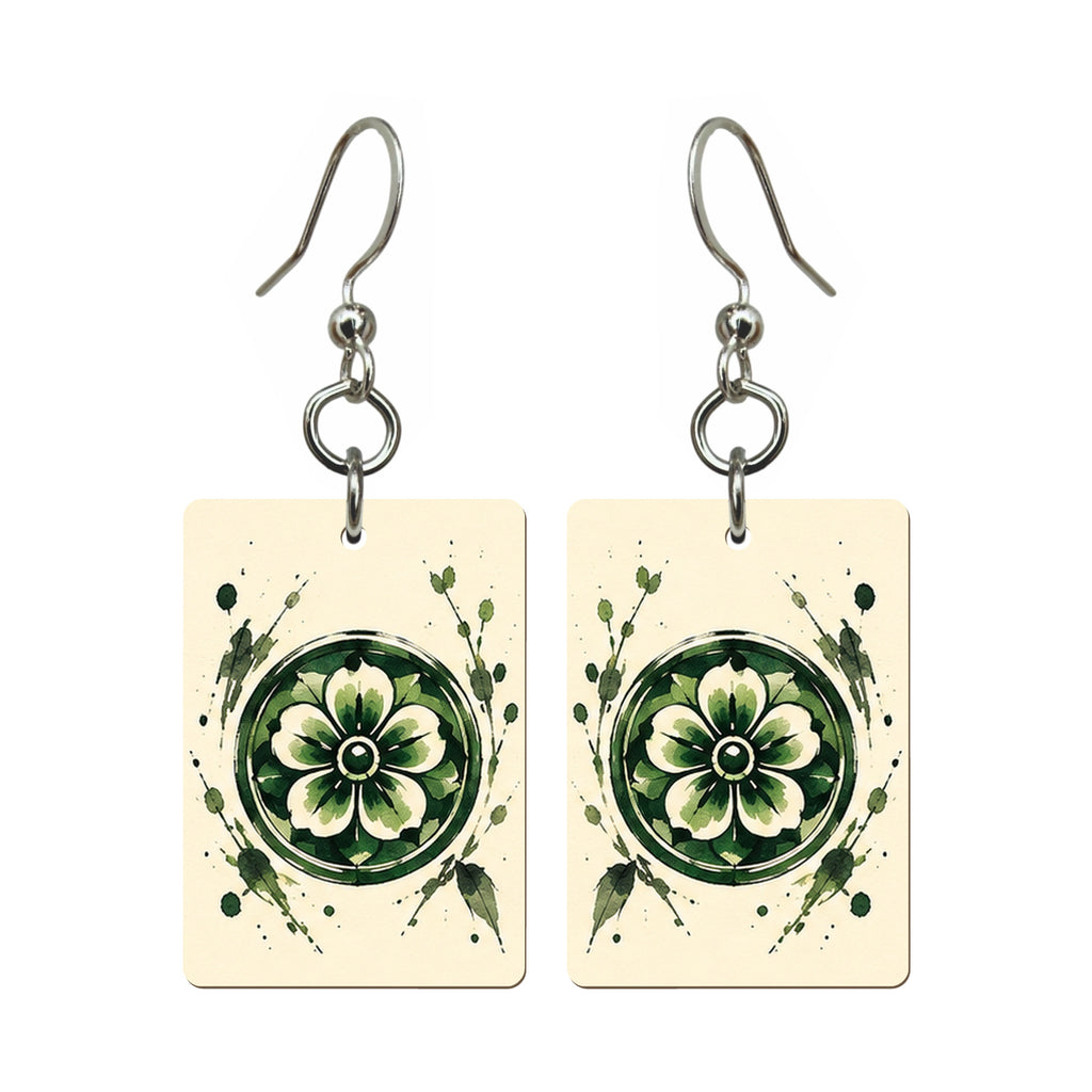Ink Bamboo One Dot Mahjong Earrings | FWMJ148 — earring pair
