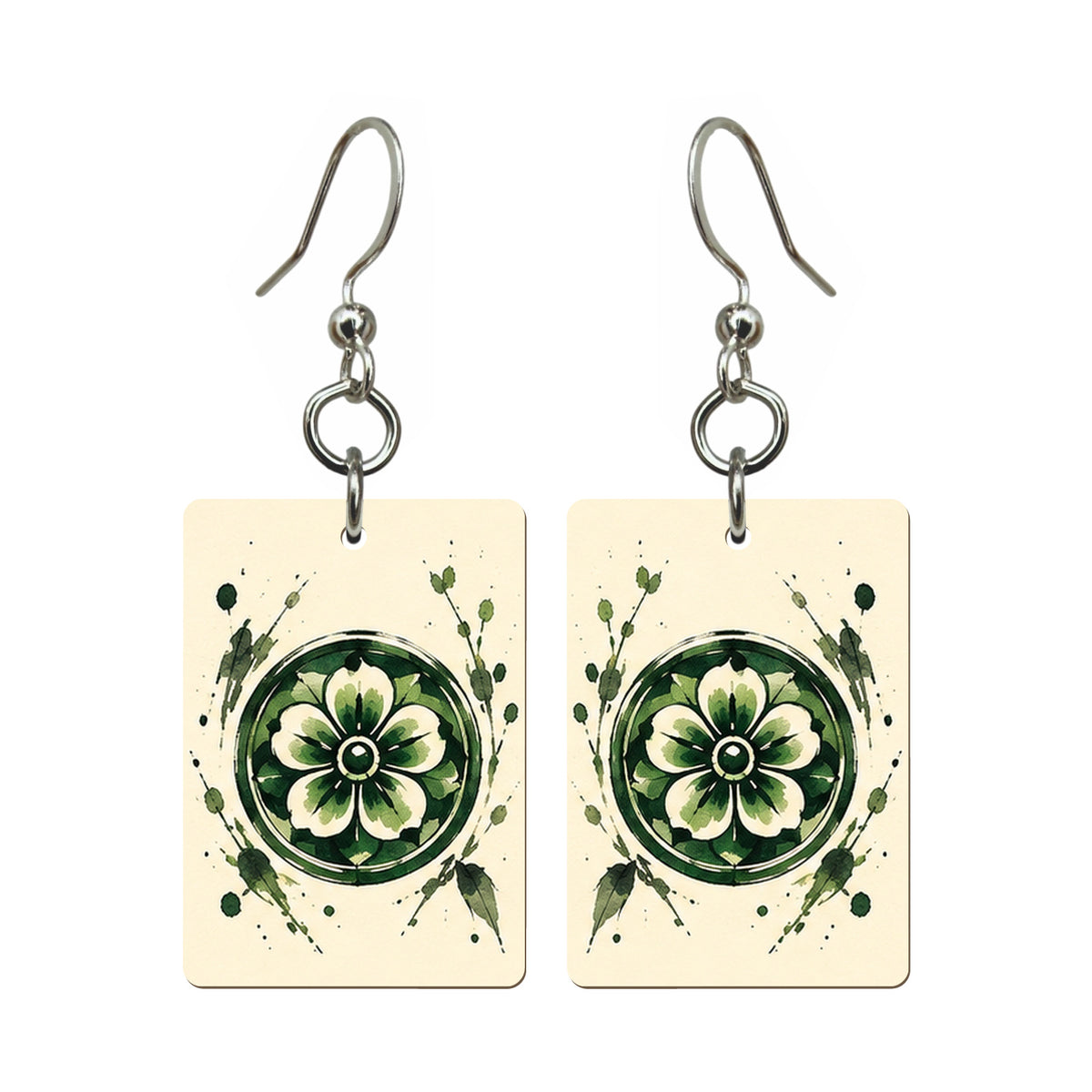 Ink Bamboo One Dot Mahjong Earrings | FWMJ148 — earring pair