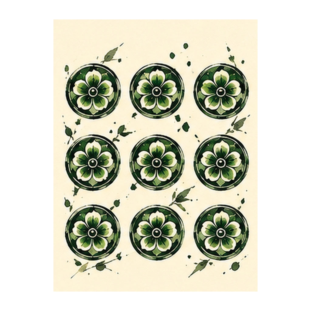Ink Bamboo Nine Dot Mahjong Earrings | FWMJ150 — artwork detail