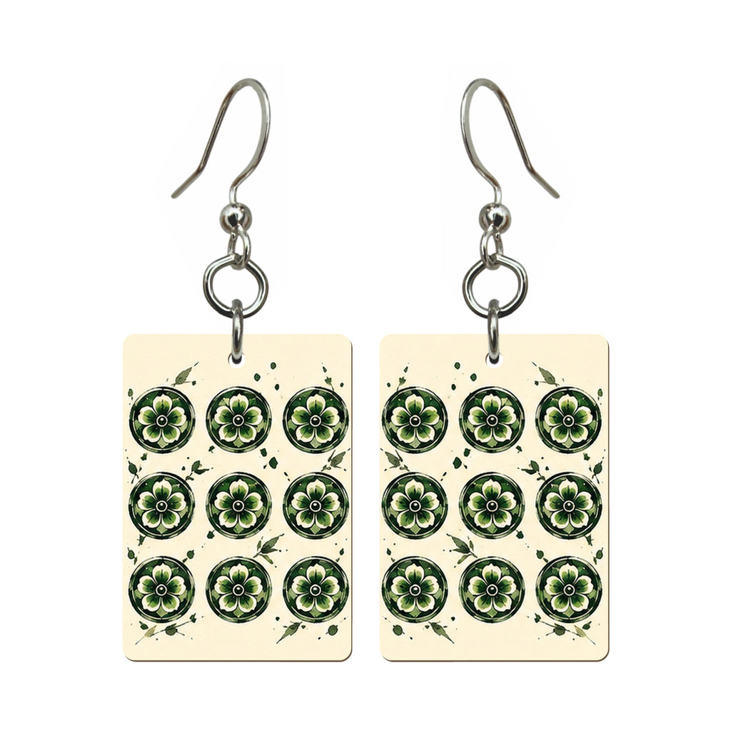 Ink Bamboo Nine Dot Mahjong Earrings | FWMJ150 — earring pair