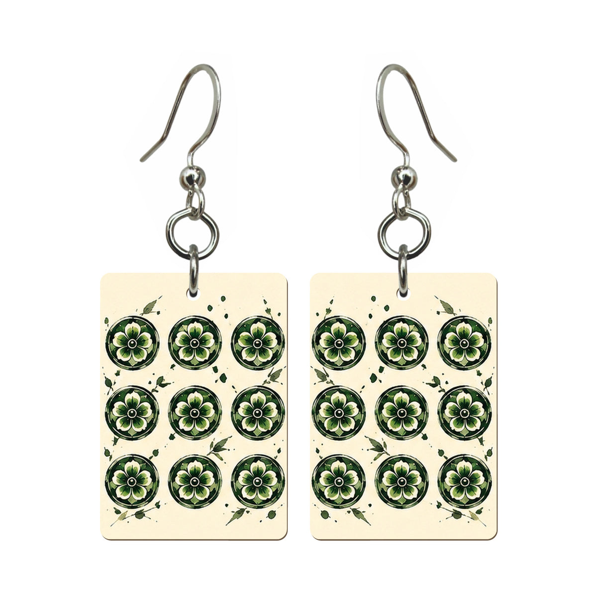 Ink Bamboo Nine Dot Mahjong Earrings | FWMJ150 — earring pair