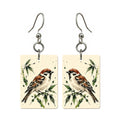 Ink Bamboo Bamboo Bird Mahjong Earrings | FWMJ151 — earring pair