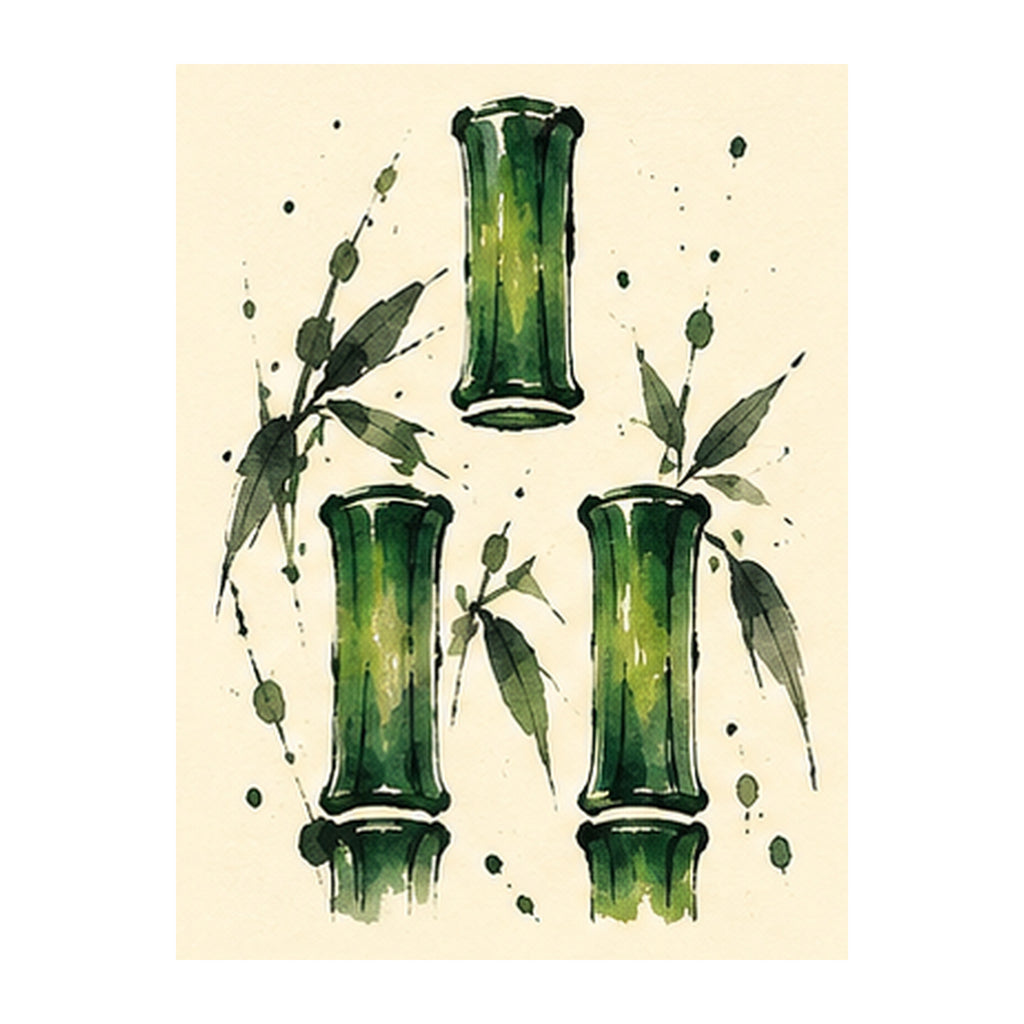 Ink Bamboo Three Bamboo Mahjong Earrings | FWMJ152 — artwork detail