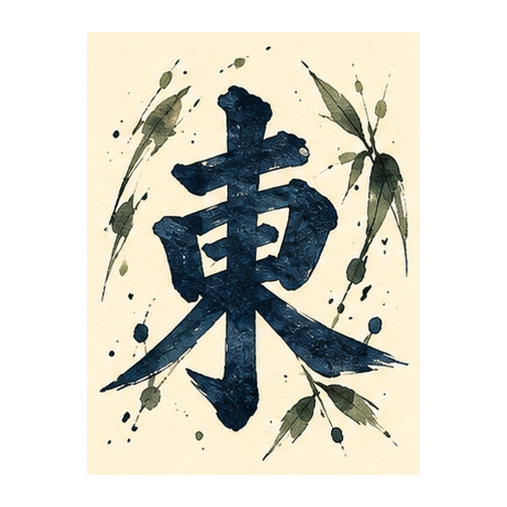 Ink Bamboo East Wind Mahjong Earrings | FWMJ154 — artwork detail