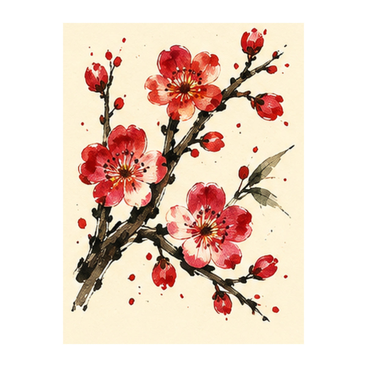 Ink Bamboo Plum Blossom Mahjong Earrings | FWMJ158 — artwork detail