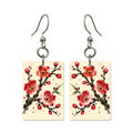 Ink Bamboo Plum Blossom Mahjong Earrings | FWMJ158 — earring pair