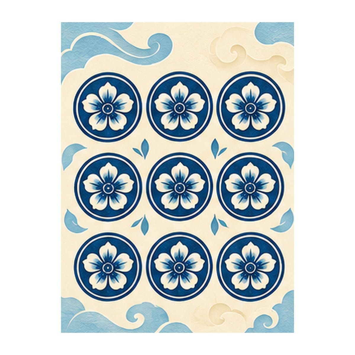 Paper Wind Nine Dot Mahjong Earrings | FWMJ162 — artwork detail