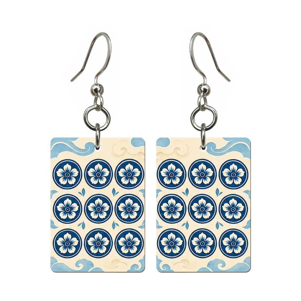 Paper Wind Nine Dot Mahjong Earrings | FWMJ162 — earring pair