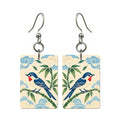 Paper Wind Bamboo Bird Mahjong Earrings | FWMJ163 — earring pair