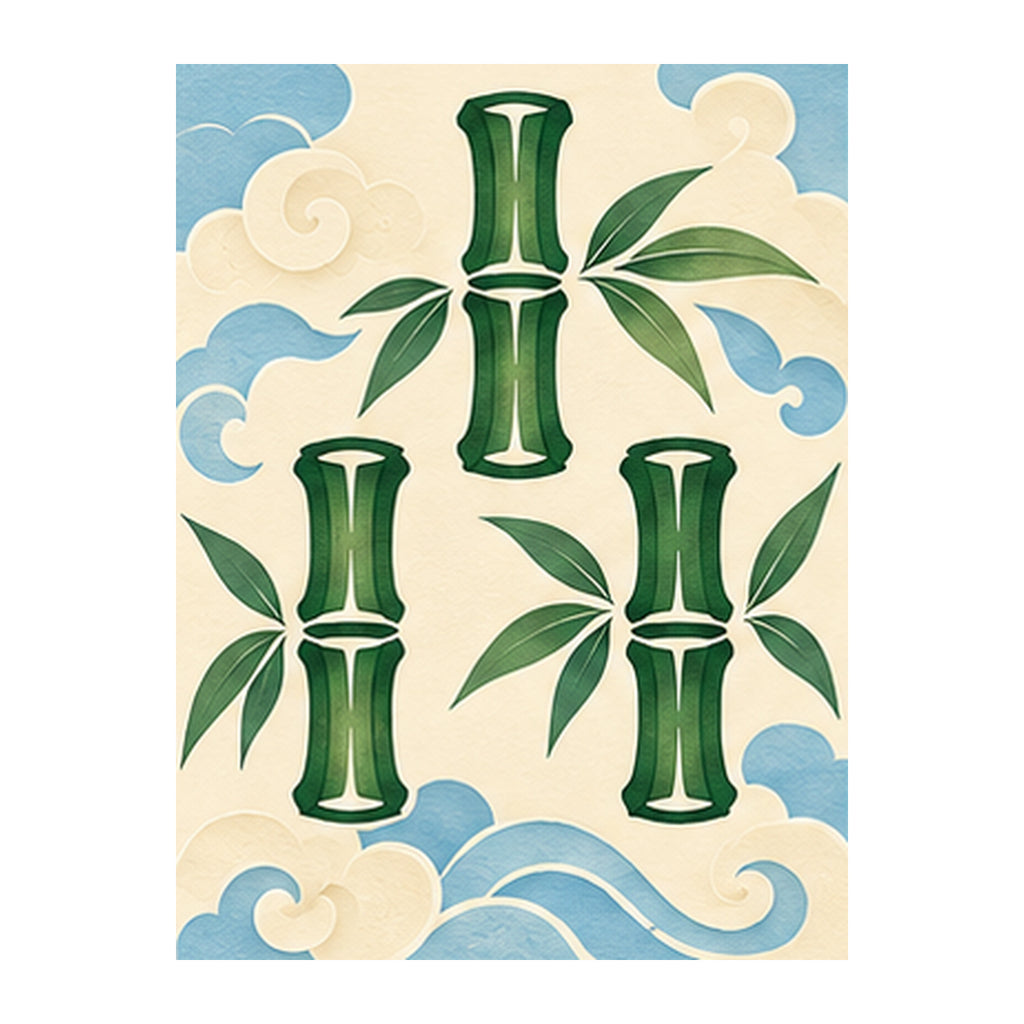 Paper Wind Three Bamboo Mahjong Earrings | FWMJ164 — artwork detail
