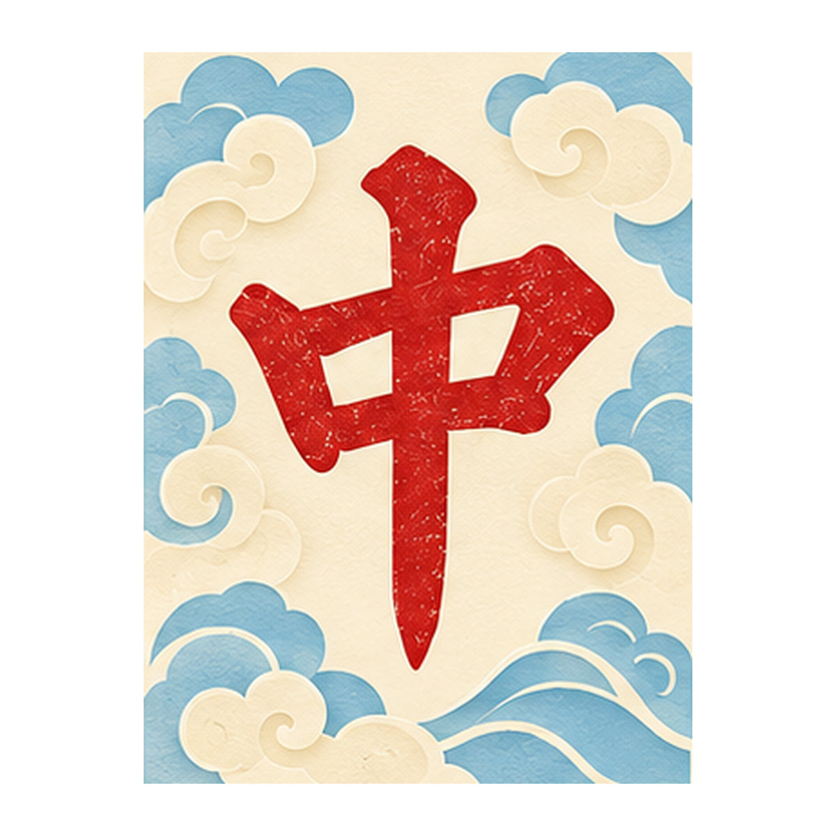 Paper Wind Red Dragon Mahjong Earrings | FWMJ167 — artwork detail