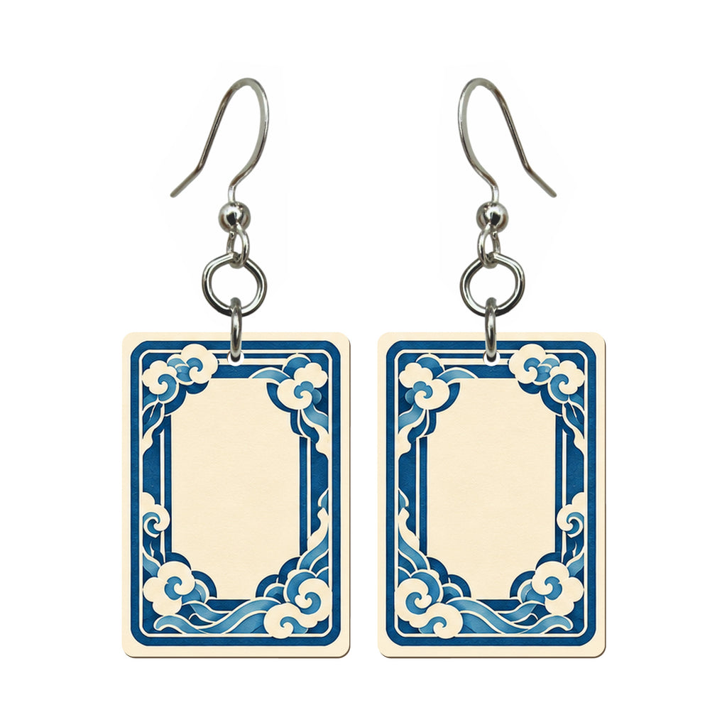 Paper Wind White Dragon Mahjong Earrings | FWMJ169 — earring pair