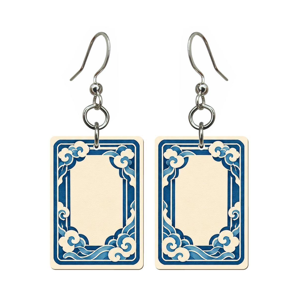 Paper Wind White Dragon Mahjong Earrings | FWMJ169 — earring pair