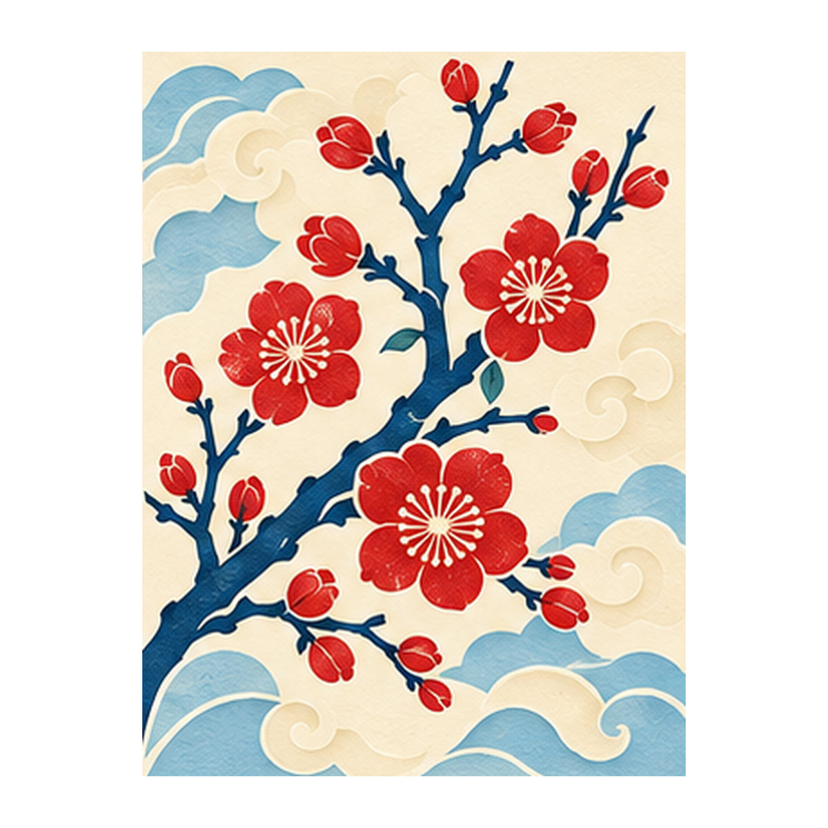 Paper Wind Plum Blossom Mahjong Earrings | FWMJ170 — artwork detail