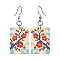 Paper Wind Plum Blossom Mahjong Earrings | FWMJ170 — earring pair