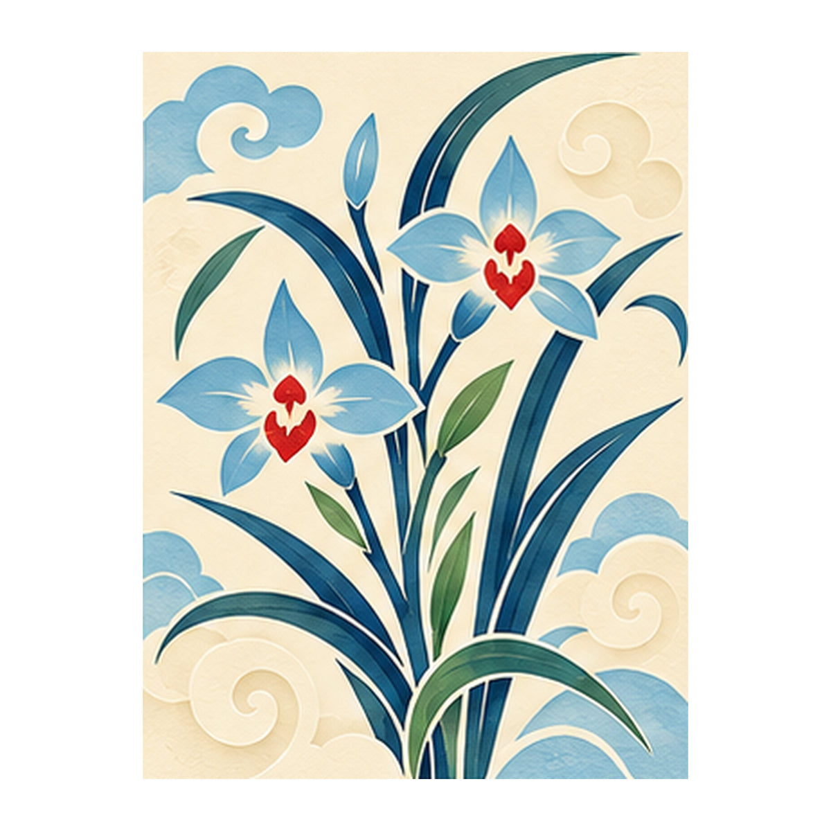 Paper Wind Orchid Mahjong Earrings | FWMJ171 — artwork detail
