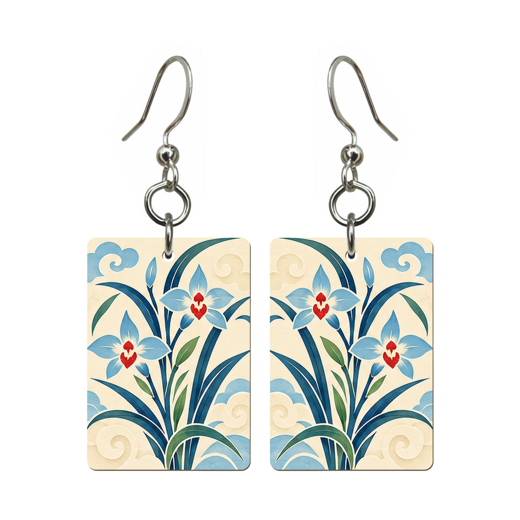 Paper Wind Orchid Mahjong Earrings | FWMJ171 — earring pair