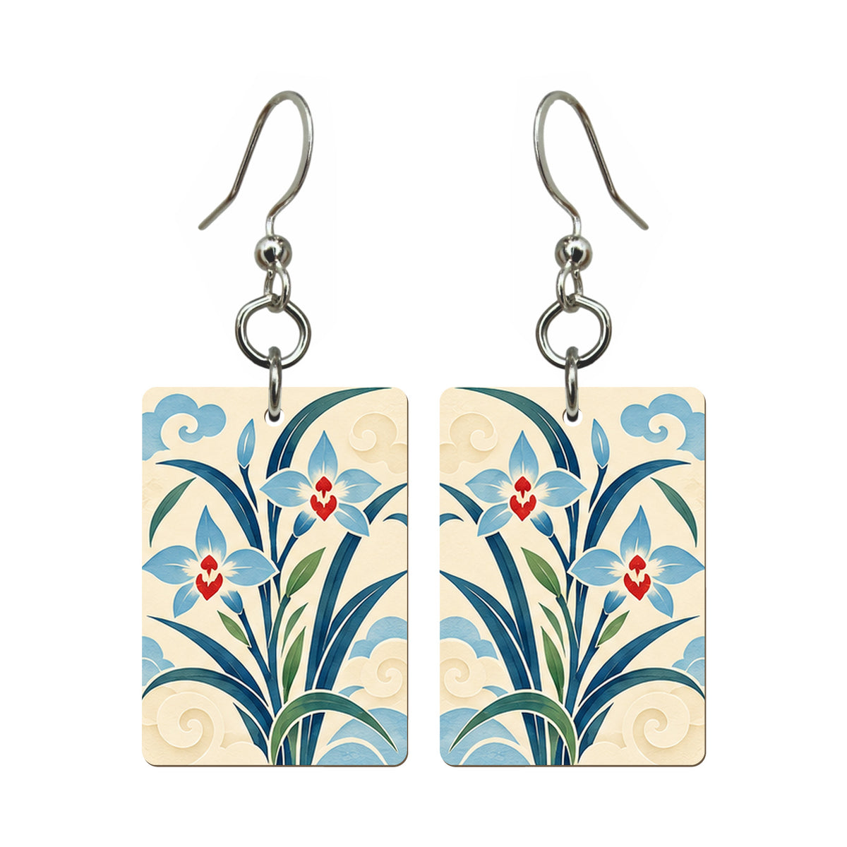 Paper Wind Orchid Mahjong Earrings | FWMJ171 — earring pair