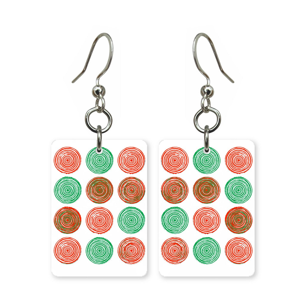 Red and Green Dots Mahjong Earrings | FWMJ17