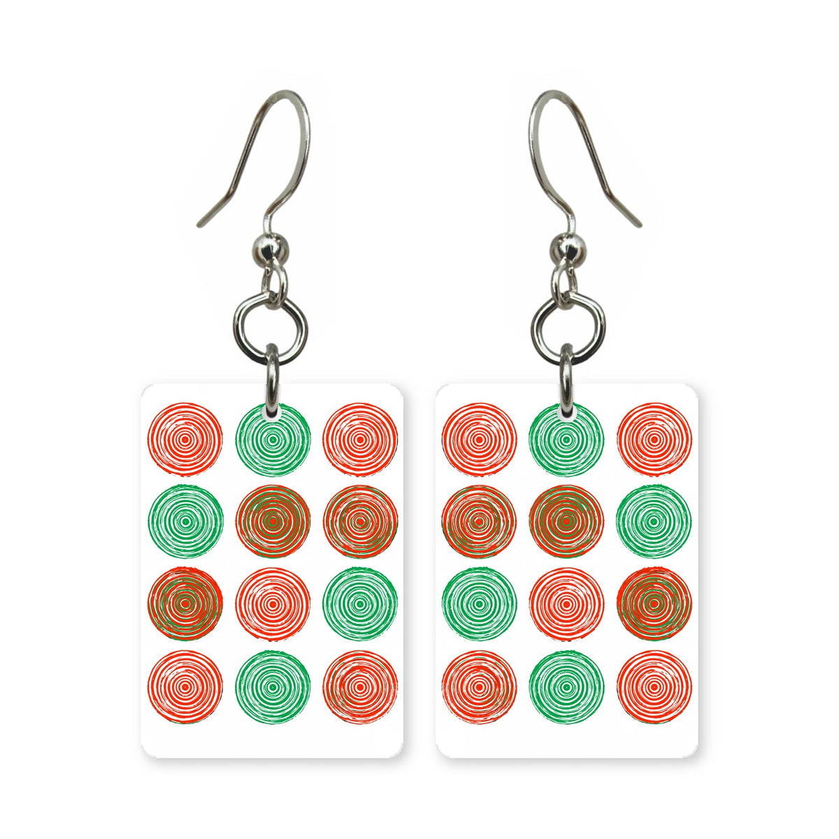 Red and Green Dots Mahjong Earrings | FWMJ17