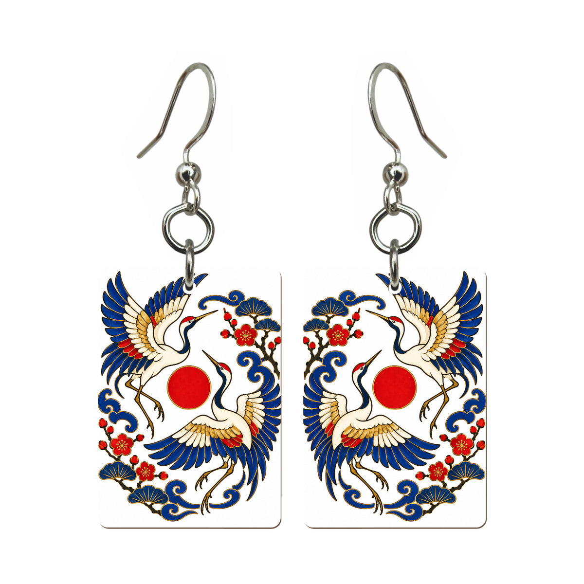 Crane Ballet Mahjong earrings, pair mockup