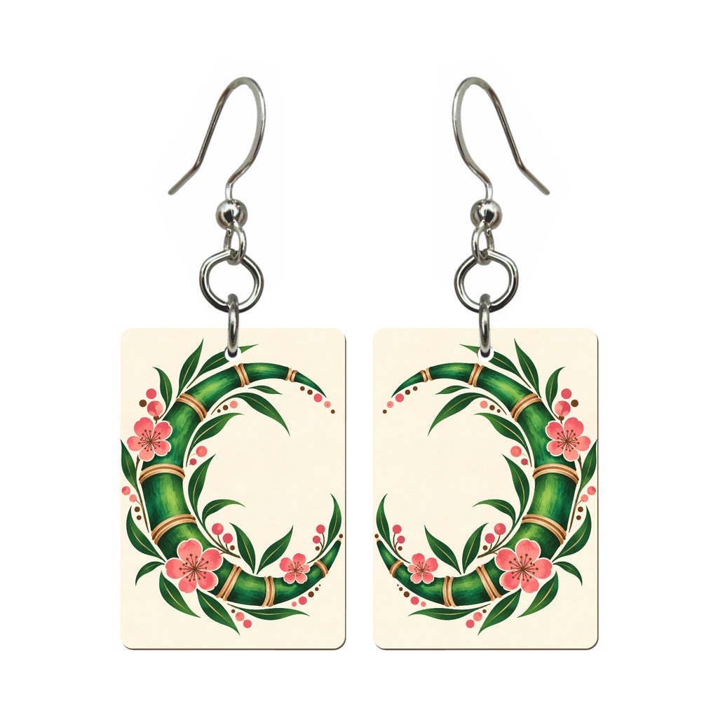 Bamboo Crescent Mahjong earrings, pair mockup
