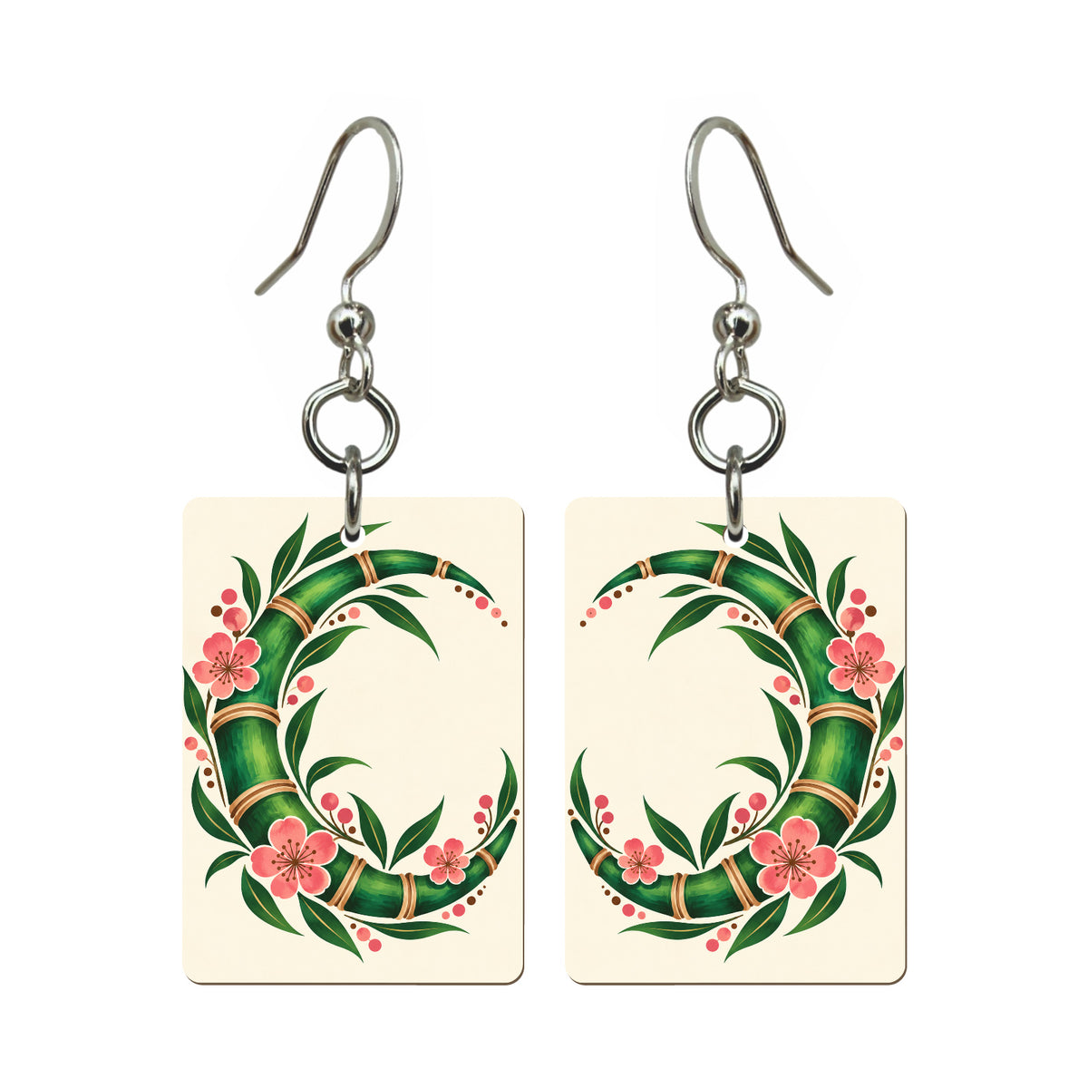 Bamboo Crescent Mahjong earrings, pair mockup