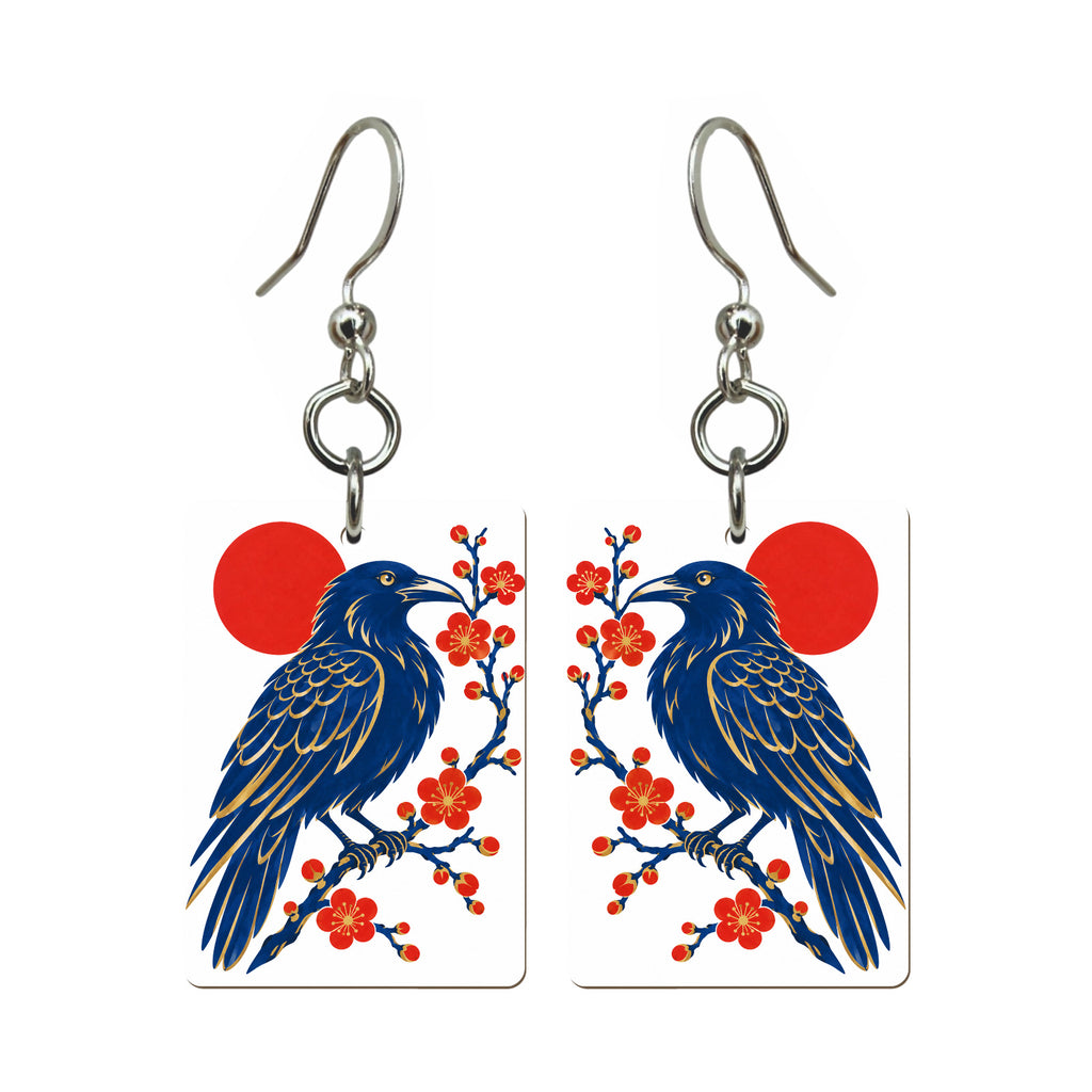 Raven Blossom Mahjong earrings, pair mockup