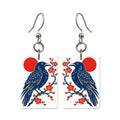 Raven Blossom Mahjong earrings, pair mockup