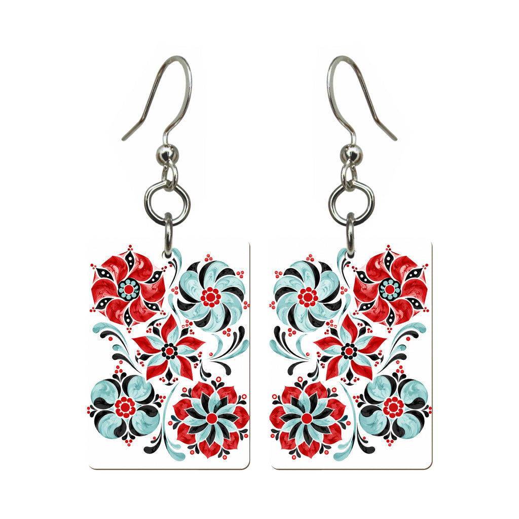Tumbling Rosettes Mahjong earrings, pair mockup
