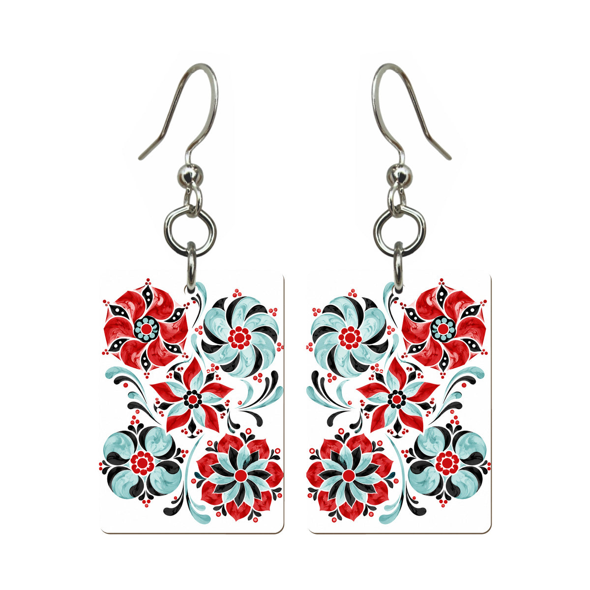 Tumbling Rosettes Mahjong earrings, pair mockup