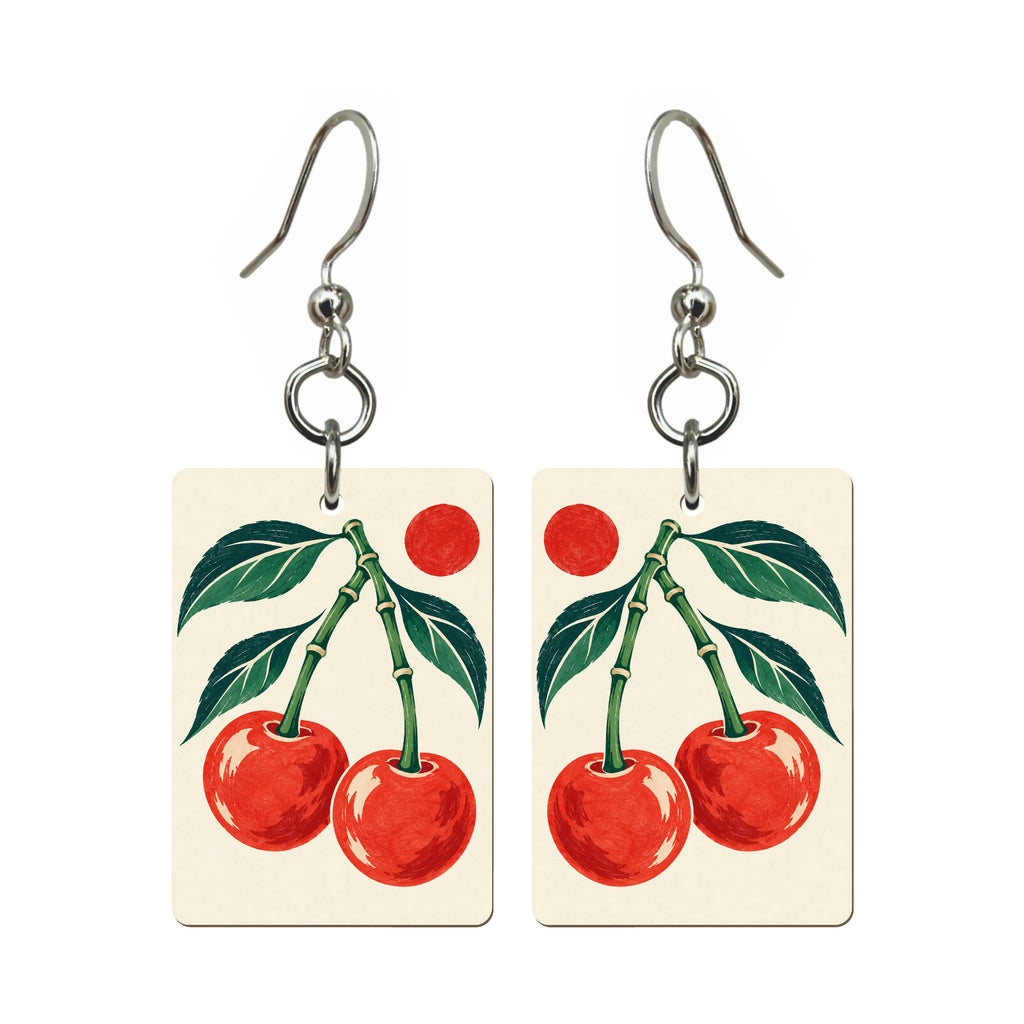 Cherry Pair Mahjong earrings, pair mockup