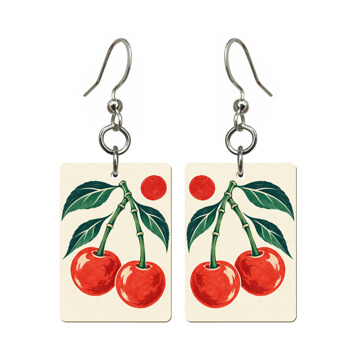 Cherry Pair Mahjong earrings, pair mockup