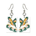 Kingfisher Dive Mahjong earrings, pair mockup