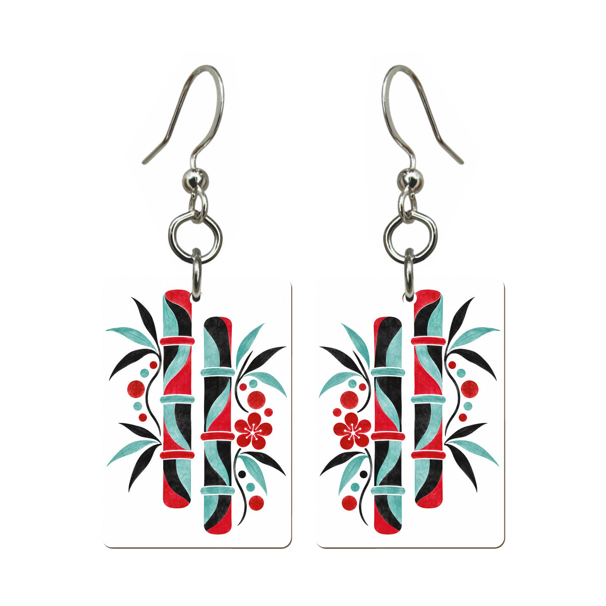 Bamboo Mirage Mahjong earrings, pair mockup
